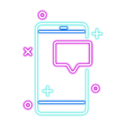 Online Marketing 5 mobile chat text blue pink