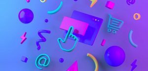 Marketing design purple blue turquoise blog icons